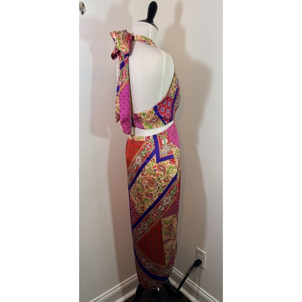 Zara Pink Red Paisley Halter Midi Dress - Picture 8 of 16